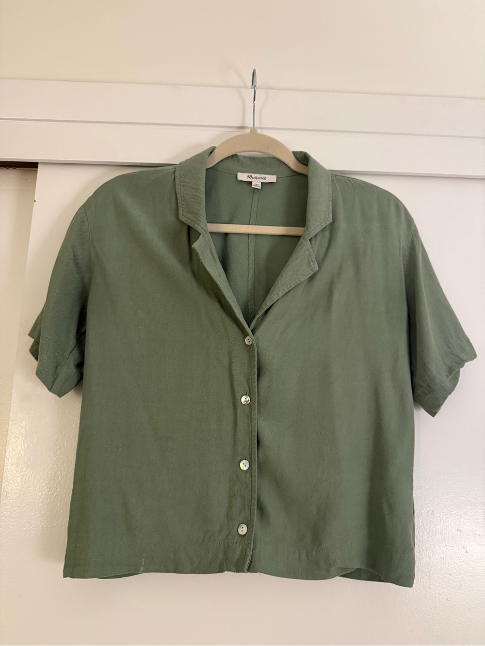 Madewell Sage Green Short Sleeve Button-Front Shirt